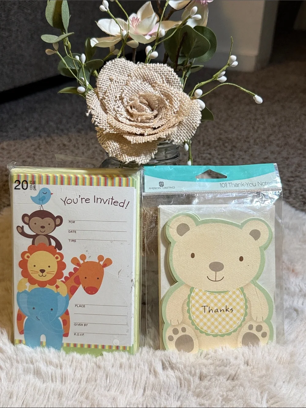 ✨American Greeting-Cute Animal Baby Shower Invitations and Bear Thank-You Cards✨
